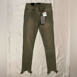 Dear John Stretch skinny mid-rise jeans,‎ raw edge, size 25, NWT color is Mortar